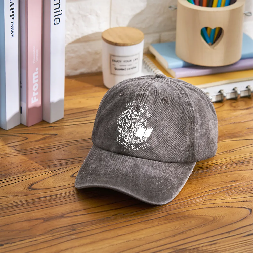 Pagewing One More Chapter Skeleton Unisex Tee Washed Cap