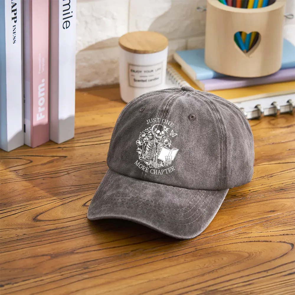 Pagewing One More Chapter Skeleton Unisex Tee Washed Cap