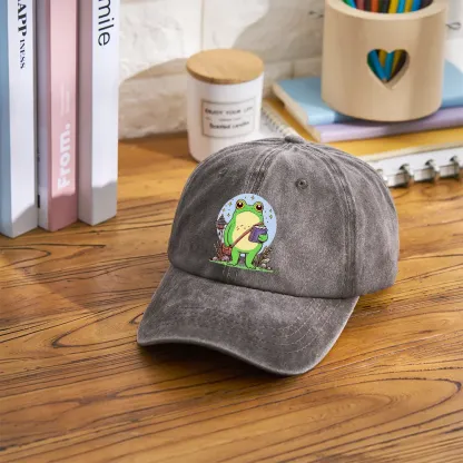 Pagewings Frog Reading Book Washed Cap