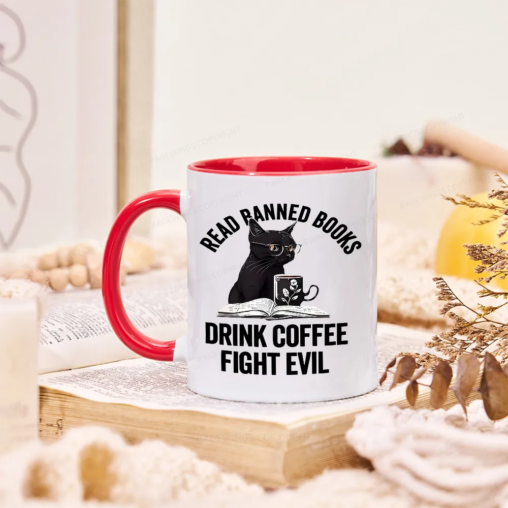Pagewings Read Books Drink Coffee Fight Evil Mug