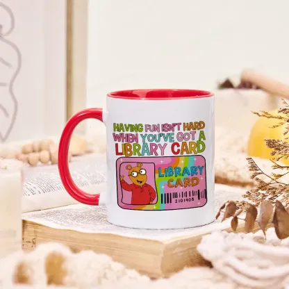 Pagewings Having Fun Isn't Hard When You've Got A Library Card Teacher Vintage Mug