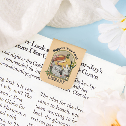 Pagewings Library Readers Make Leaders Jersey Short Sleeve Tee Feathers Quotes Magnetic Bookmark