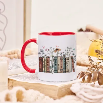 Pagewings Personalized Tittle Floral Books Mug