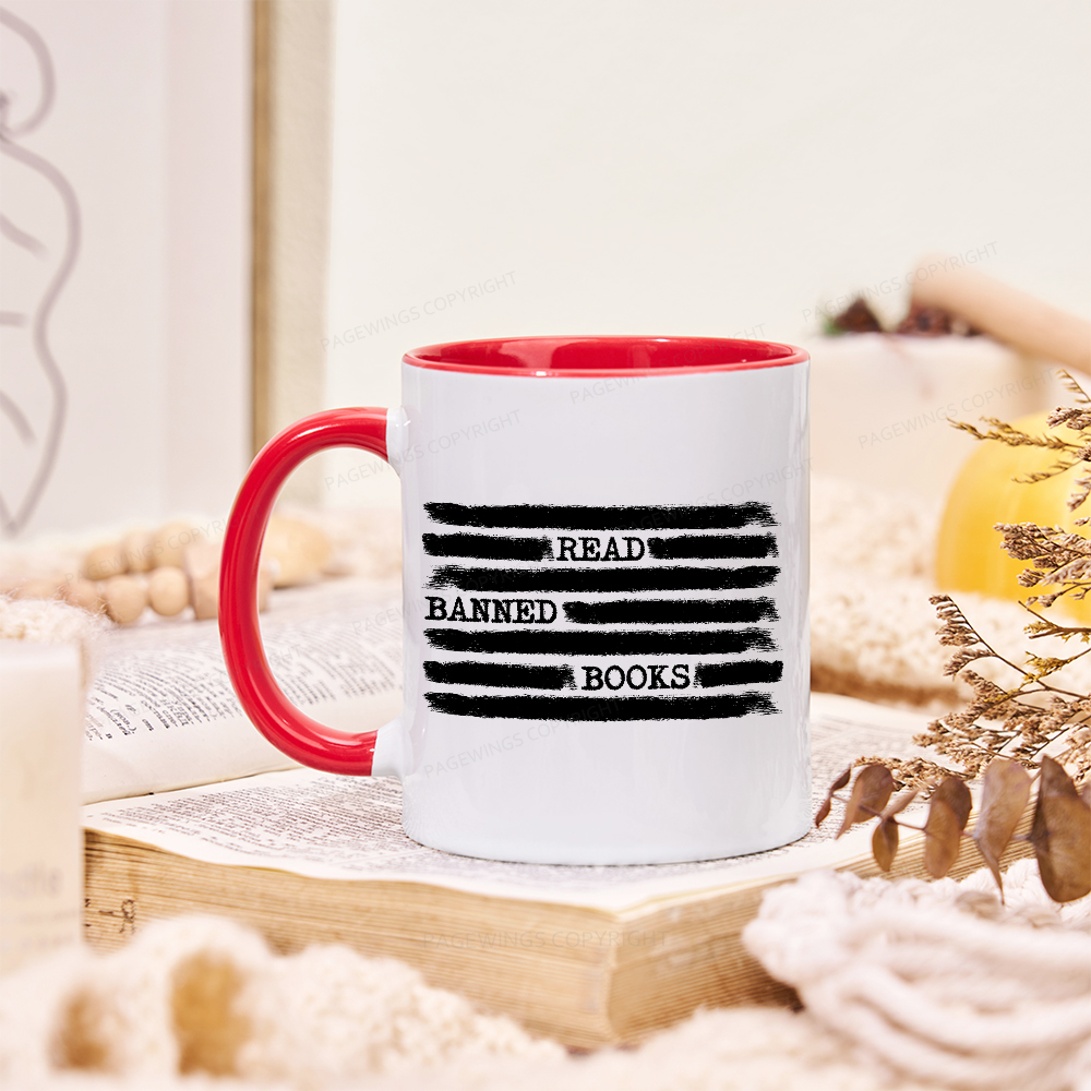 Pagewings Read Banned Books Bookworm Librarian Mug