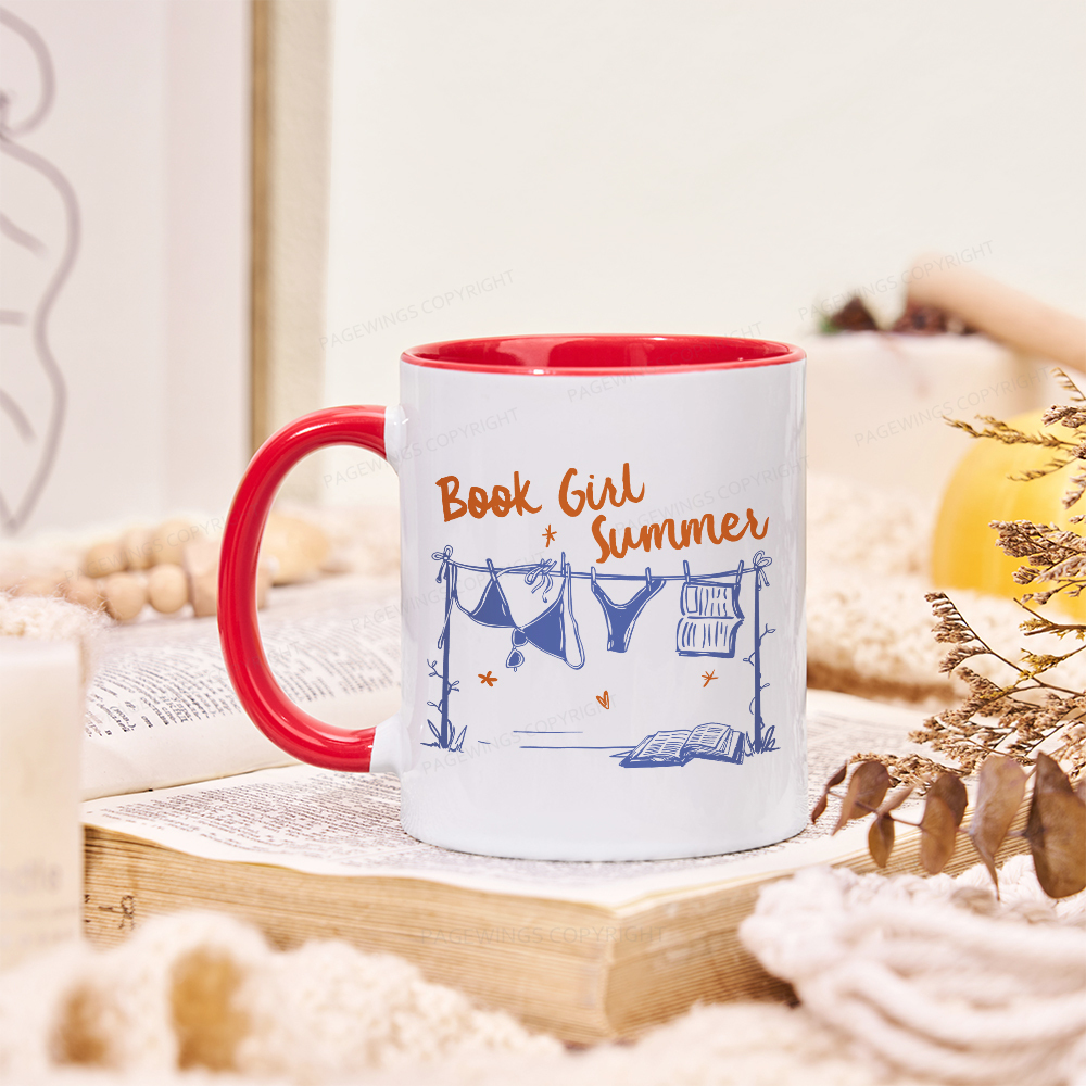 Pagewings Book Girl Summer Bookish Mug
