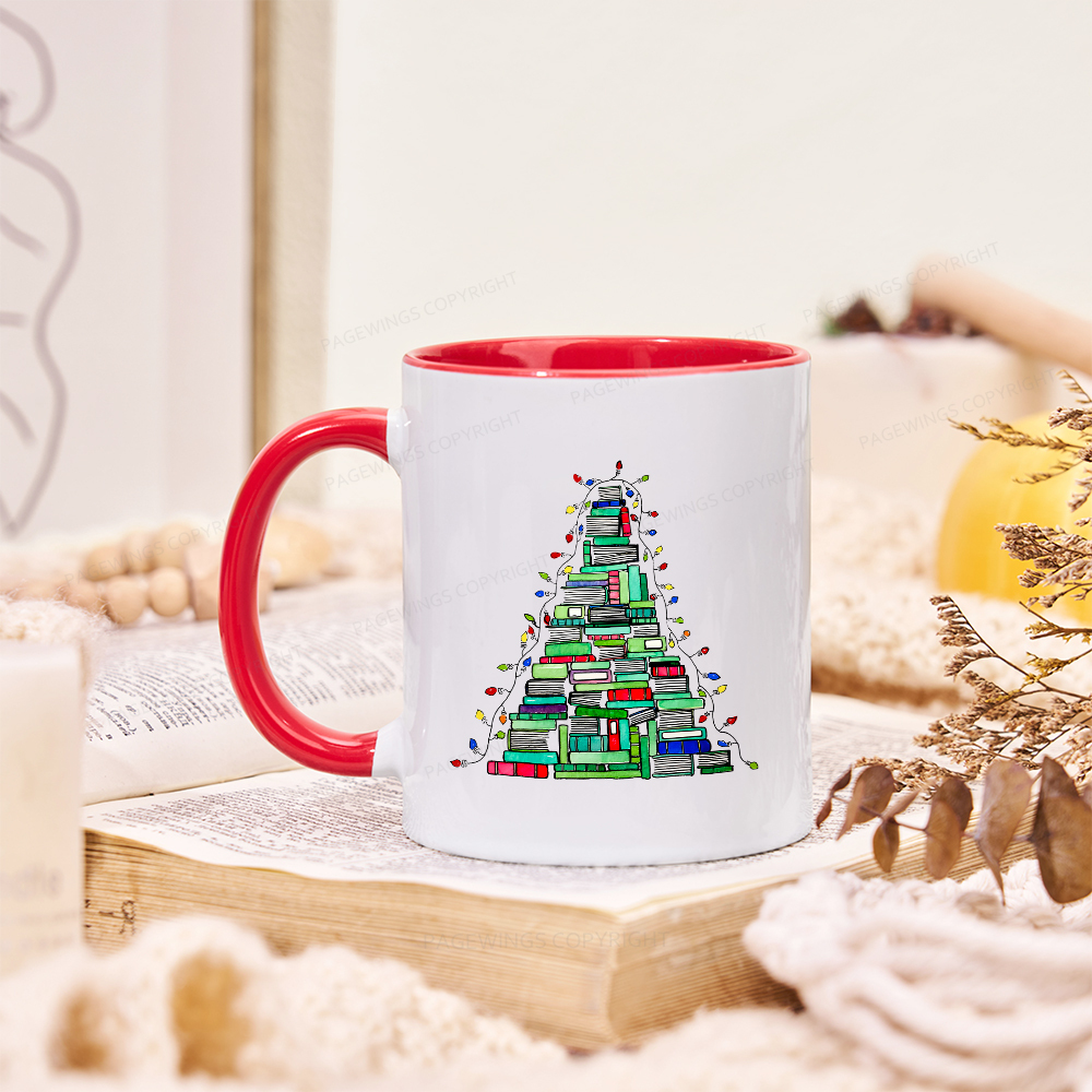 Pagewings Christmas Book Tree Mug