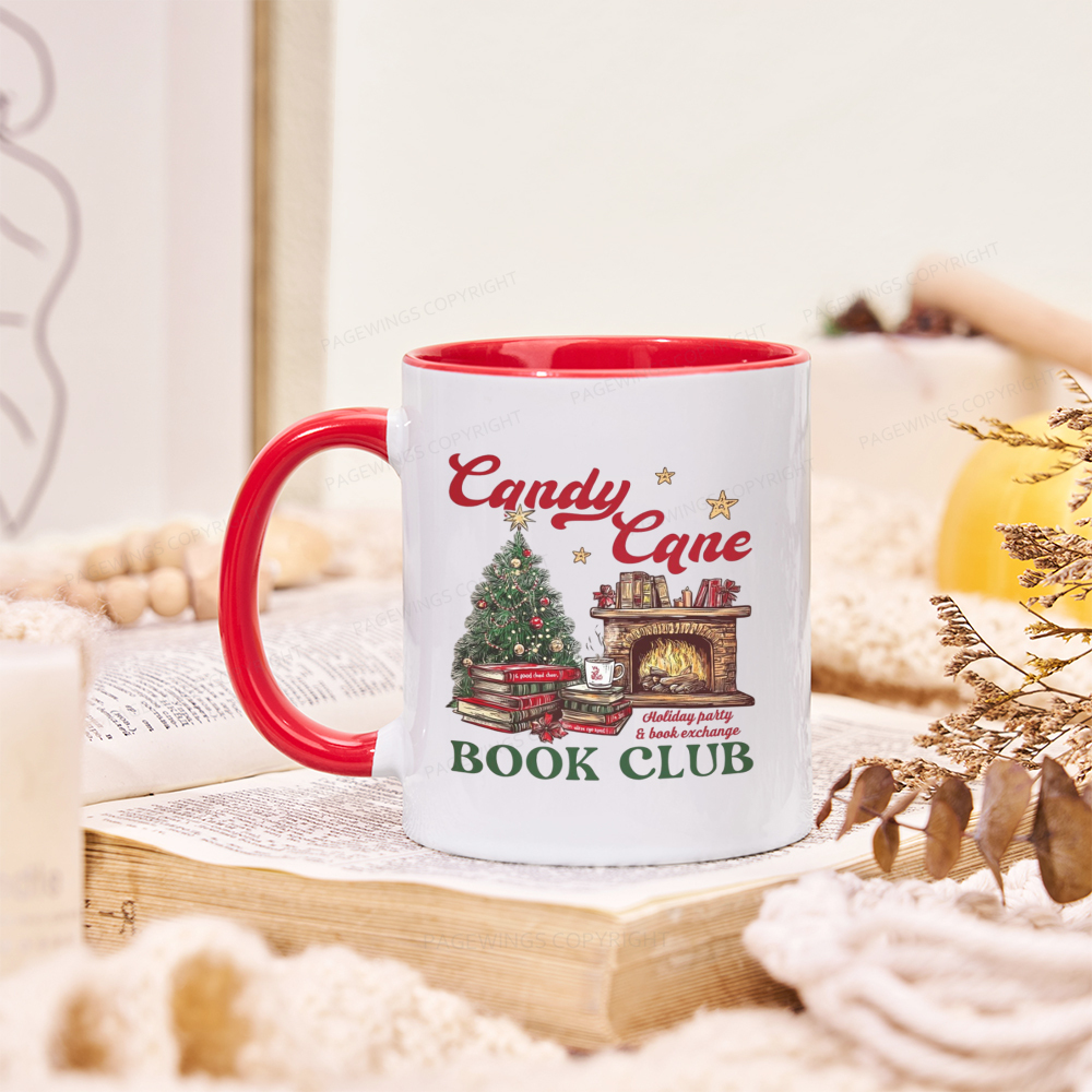 Pagewings Candy Cane Christmas Book Club Mug
