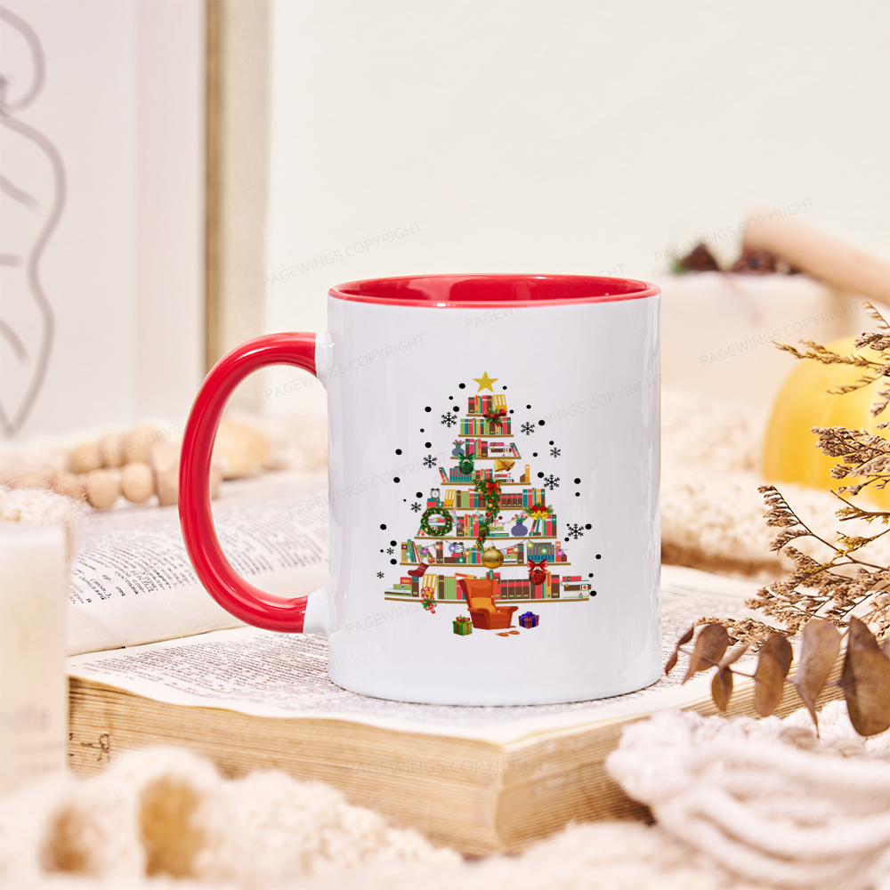 Pagewings Christmas Tree Made Of Books Mug