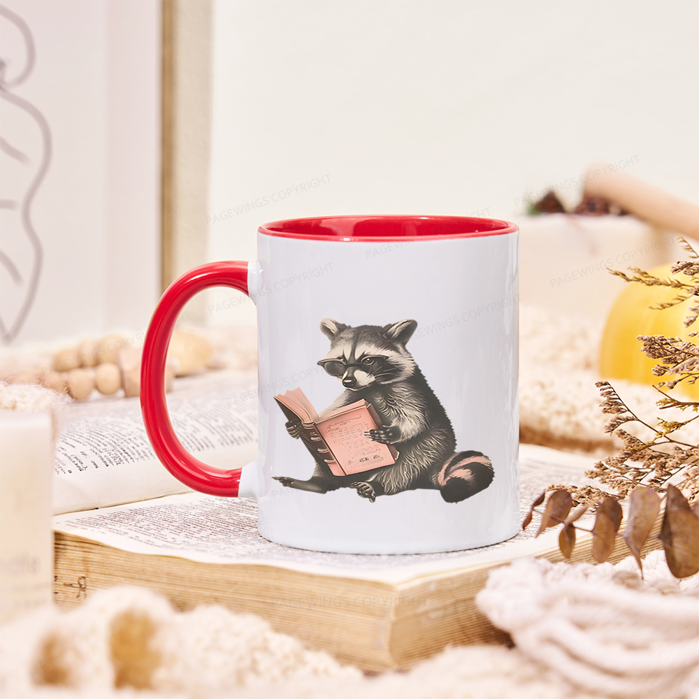 Pagewings Funny Raccoon Bookish Gift Mug