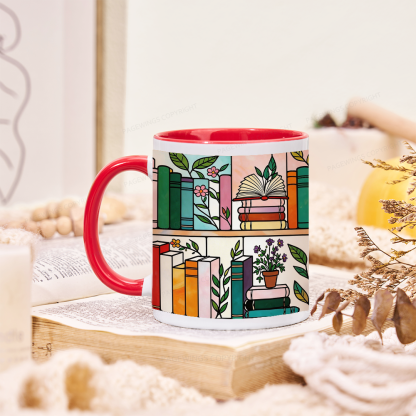 Pagewings Floral Bookshelf Mug