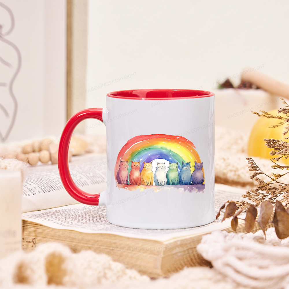 Pagewings Pride Rainbow Cat Mug
