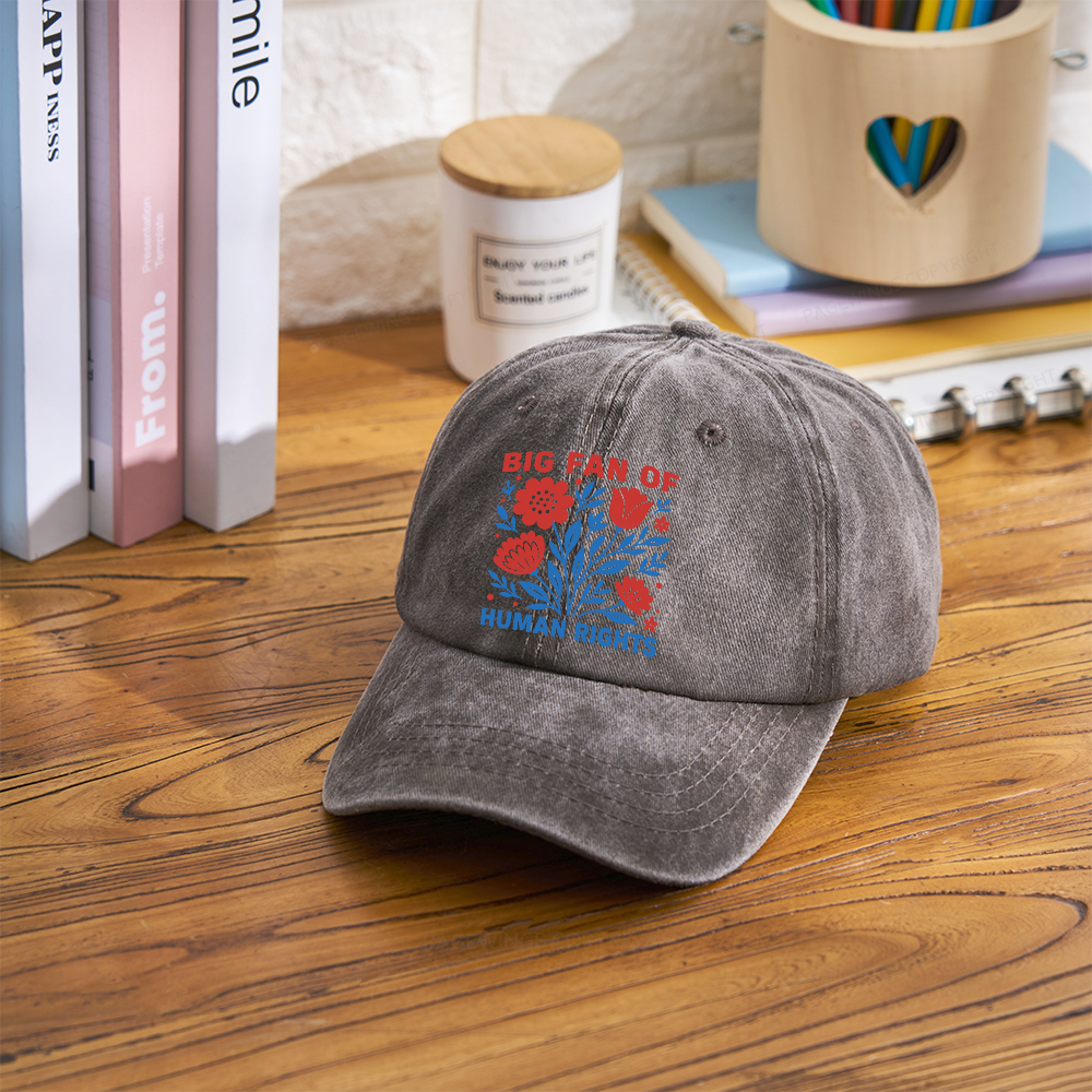 Pagewings Big Fan Of Human Rights  Washed Cap