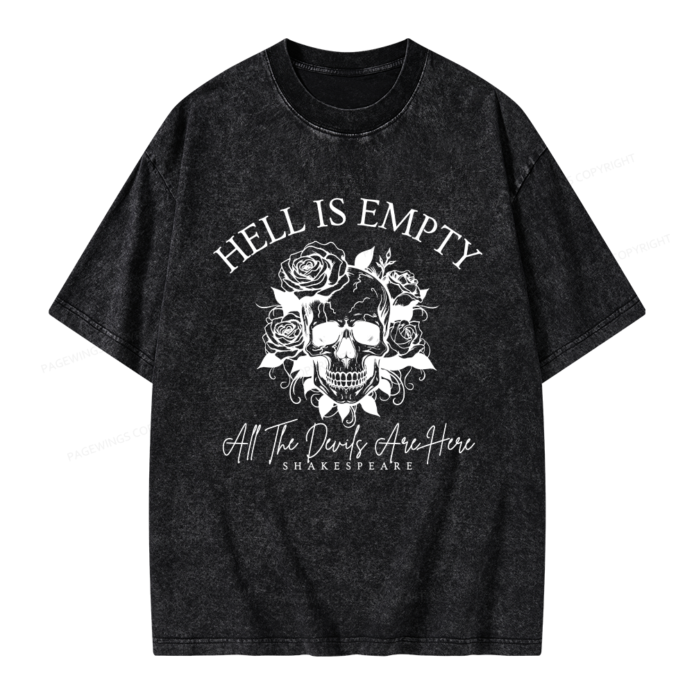 Pagewing Hell Is Empty And All The Devils Are Here Unisex Washed T-shirt
