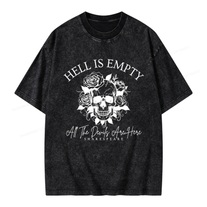 Pagewing Hell Is Empty And All The Devils Are Here Unisex Washed T-shirt