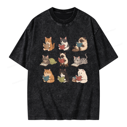 Pagewing Bookish Cat Unisex Washed T-shirt