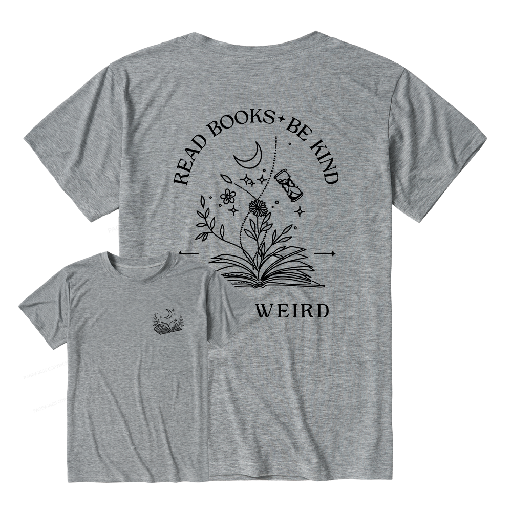 Pagewings Soft Read Books Be Kind Stay Weird Unisex Heather T-Shirt