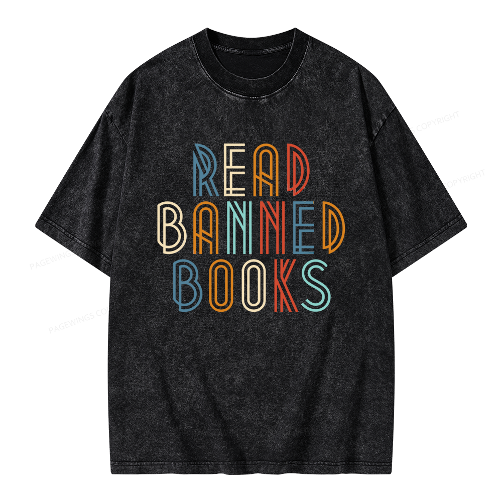 Pagewing Read Banned Books Unisex Washed T-shirt