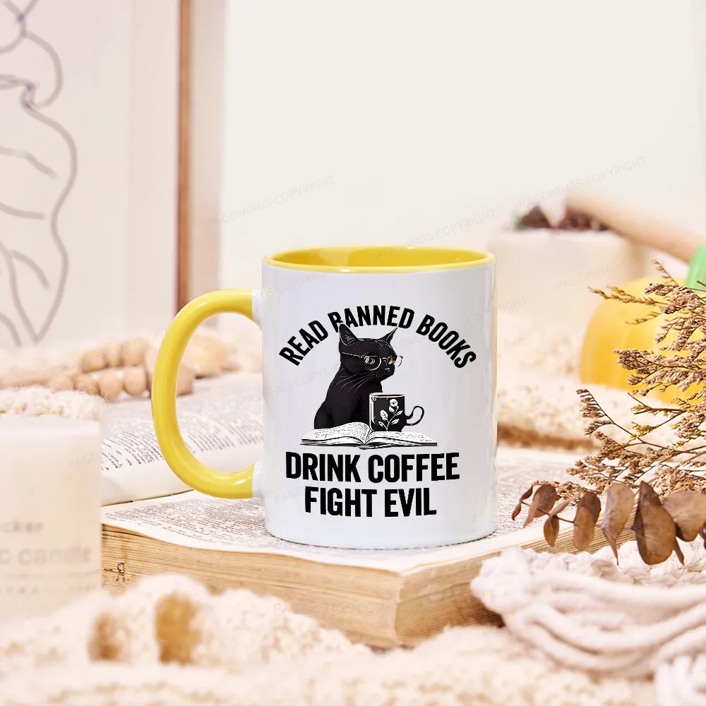 Pagewings Read Books Drink Coffee Fight Evil Mug