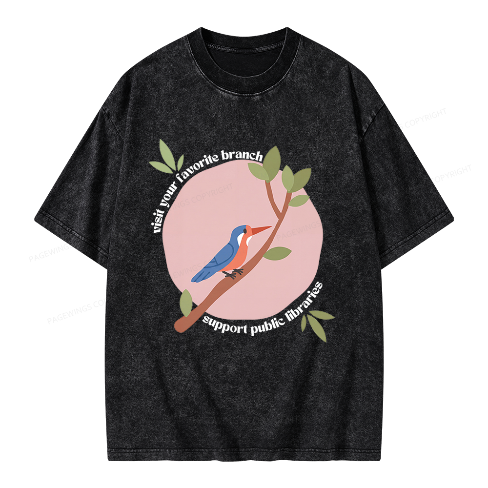 Pagewing Visit Your Favorite Branch Unisex Washed T-shirt