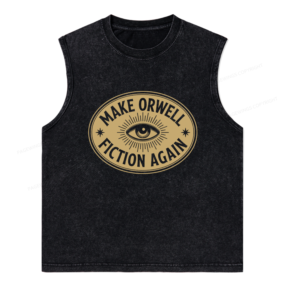 Pagewings Make Orwell Fiction Again13456 Bookish Unisex Washed Tank Top