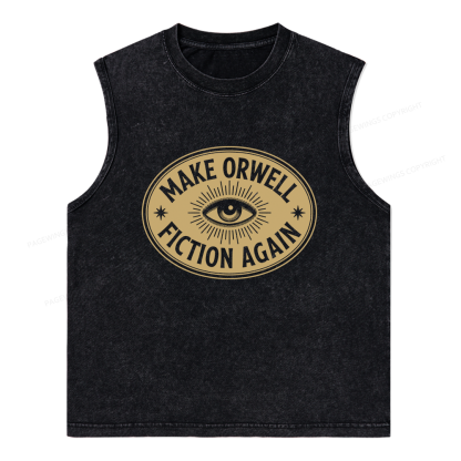Pagewings Make Orwell Fiction Again13456 Bookish Unisex Washed Tank Top