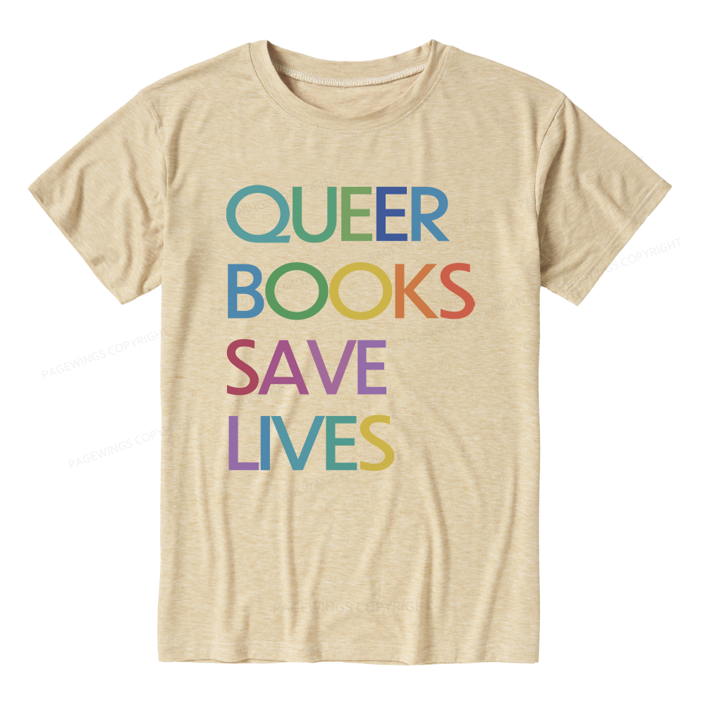Pagewings Soft Queer Books Save Lives 11574 Bookish Unisex Heather T-Shirt