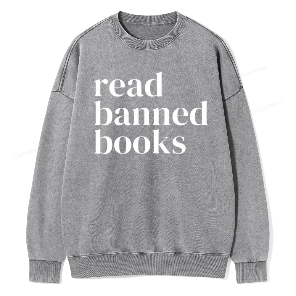 Pagewings Read Banned Books Unisex Washed Sweatshirt