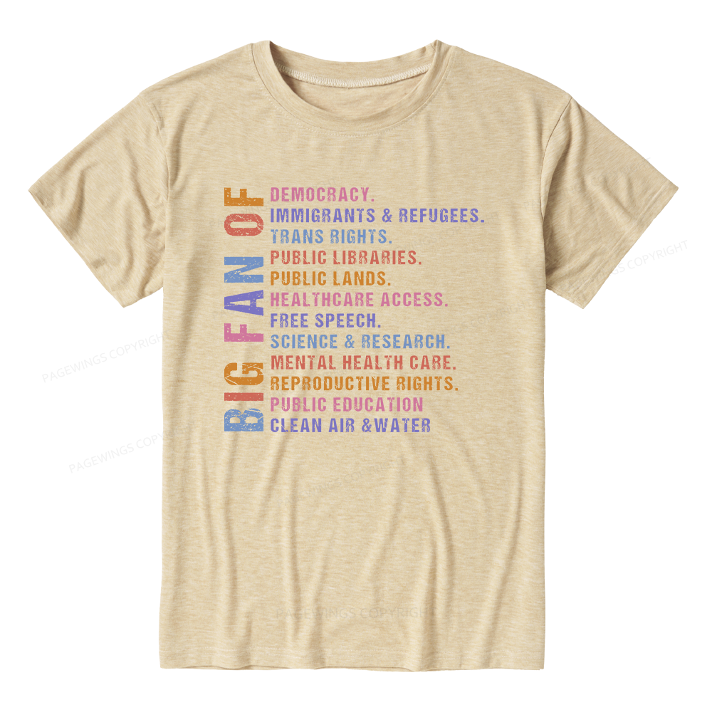 Pagewings Soft Big Fan of Human Rights 14672 Bookish Unisex Heather T-Shirt