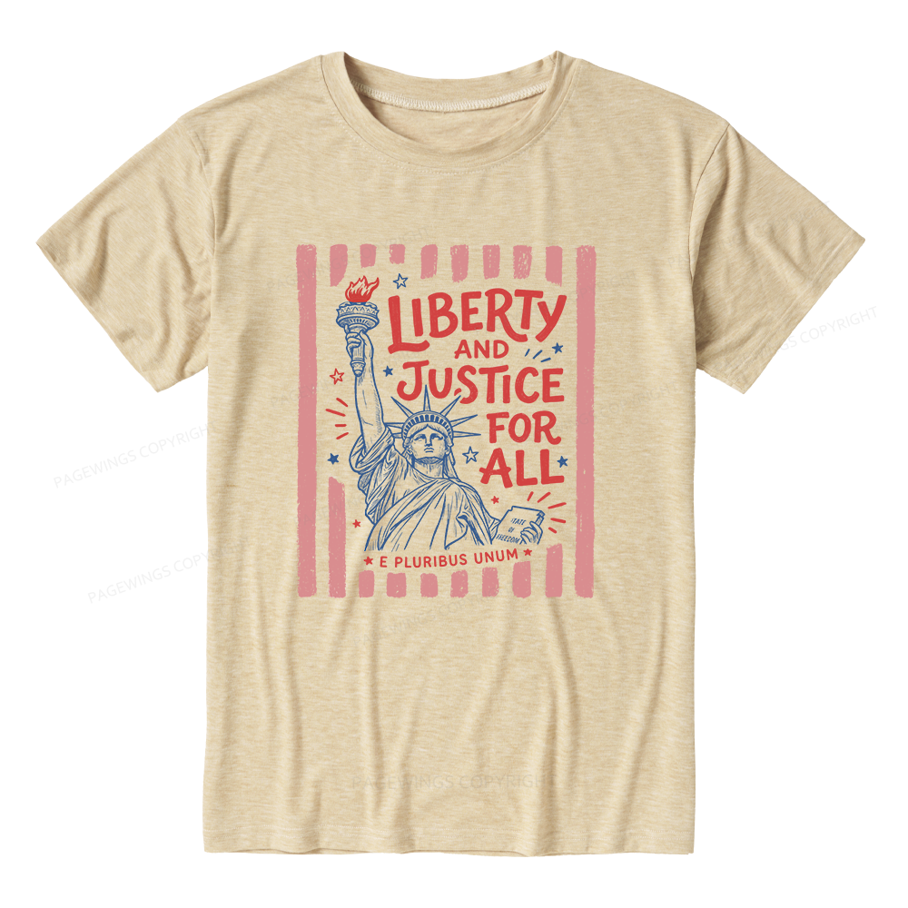 Pagewings Soft Liberty And Justice For All 15937 Bookish Unisex Heather T-Shirt