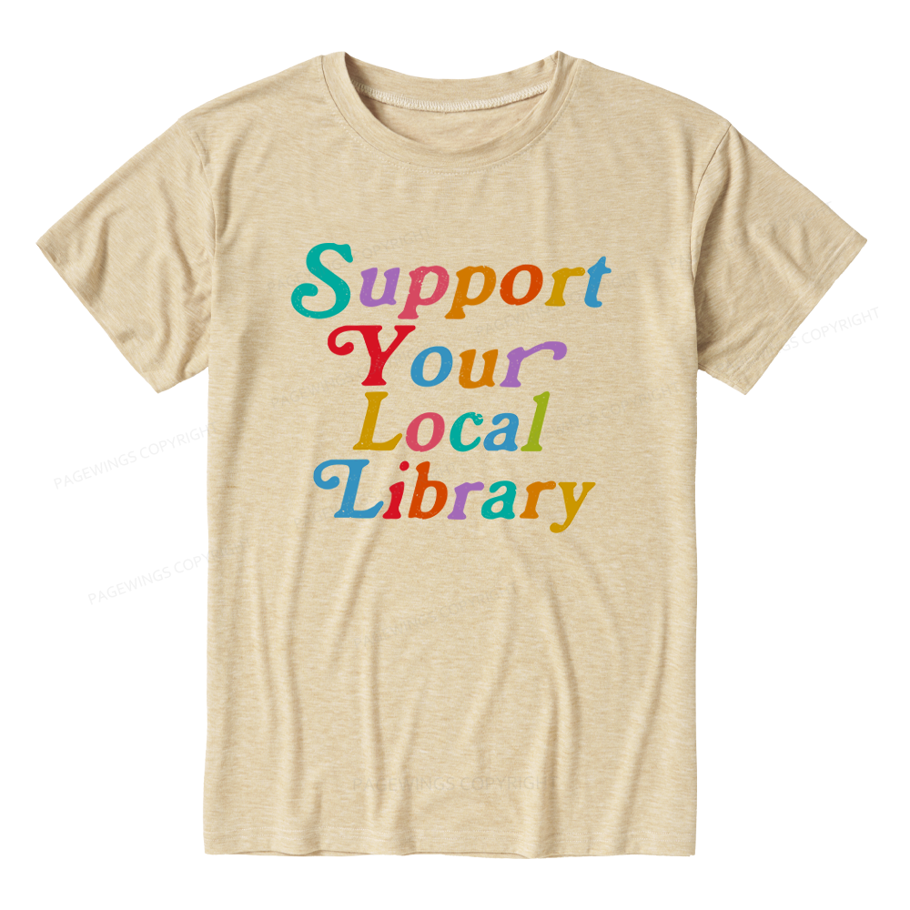 Pagewings Soft Support Your Local Library 11637 Bookish Unisex Heather T-Shirt