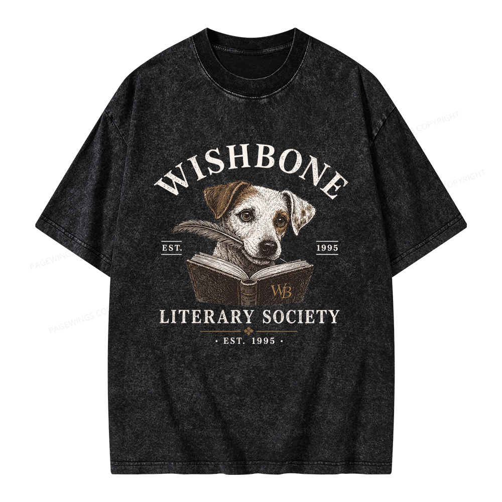 Pagewing Vintage Literary Society Unisex Washed T-shirt