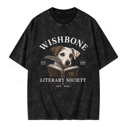 Pagewing Vintage Literary Society Unisex Washed T-shirt