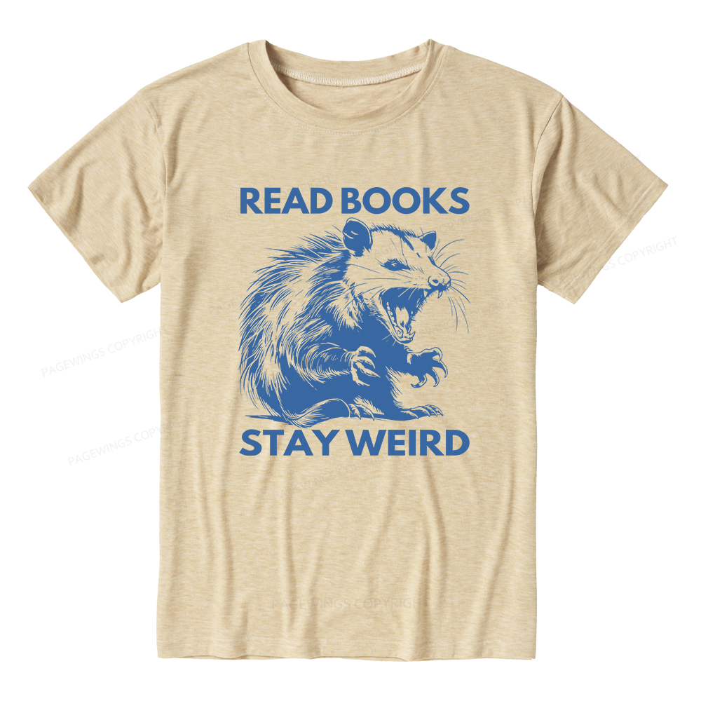 Pagewings Soft Read Books Stay Weird Bookish Unisex Heather T-Shirt