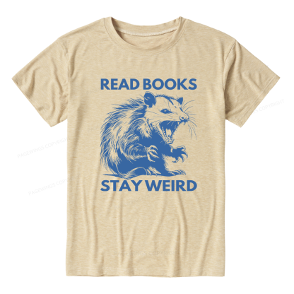 Pagewings Soft Read Books Stay Weird Bookish Unisex Heather T-Shirt