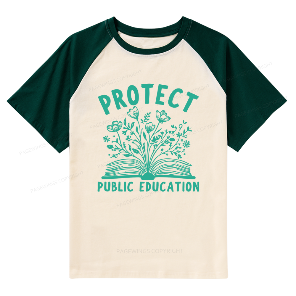 Pagewings Protect Public Education 15808 Bookish Raglan T-shirt