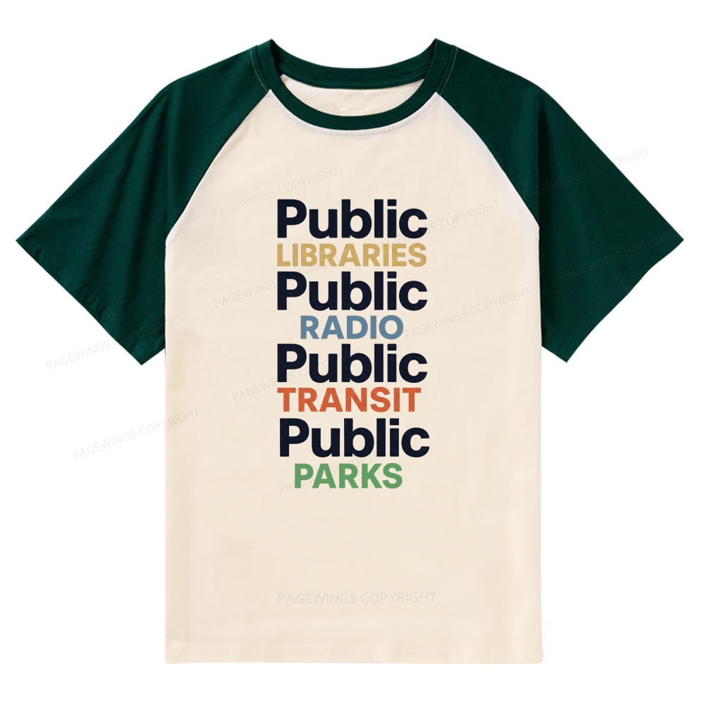 Pagewings Public Libraries 15687 Bookish Raglan T-shirt