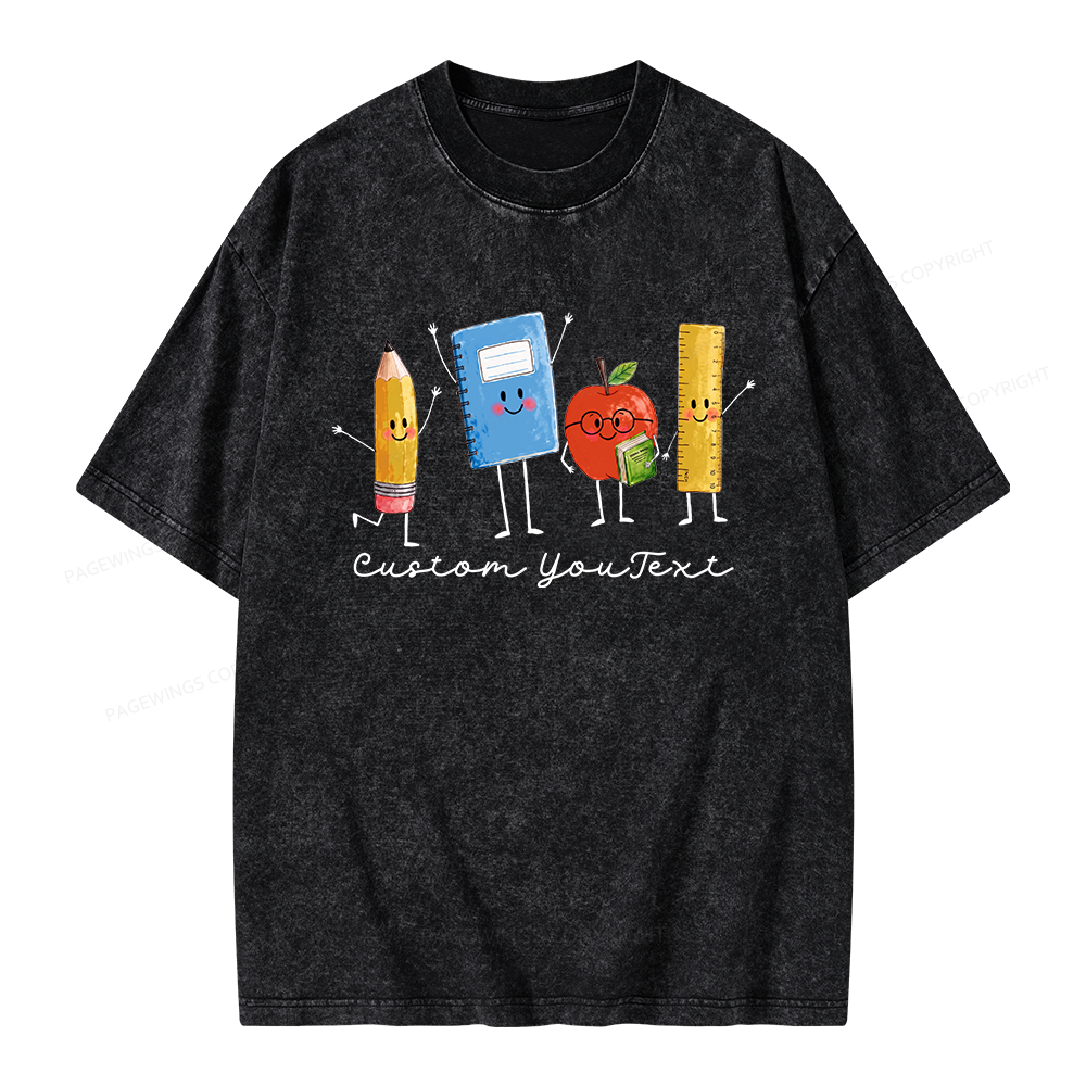 Pagewing Personalized Back to School Unisex Washed T-shirt