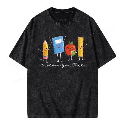 Pagewing Personalized Back to School Unisex Washed T-shirt