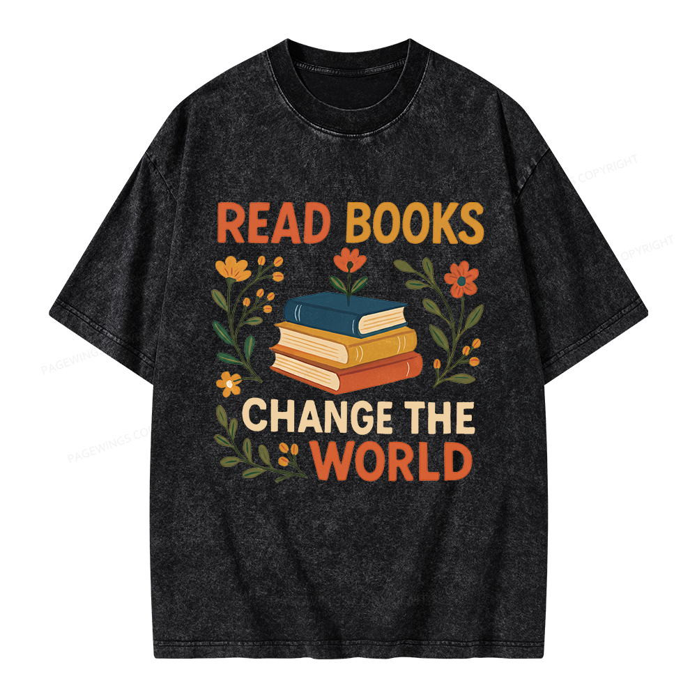 Pagewing Read Books Change the World Unisex Washed T-shirt