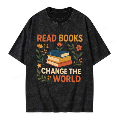 Pagewing Read Books Change the World Unisex Washed T-shirt