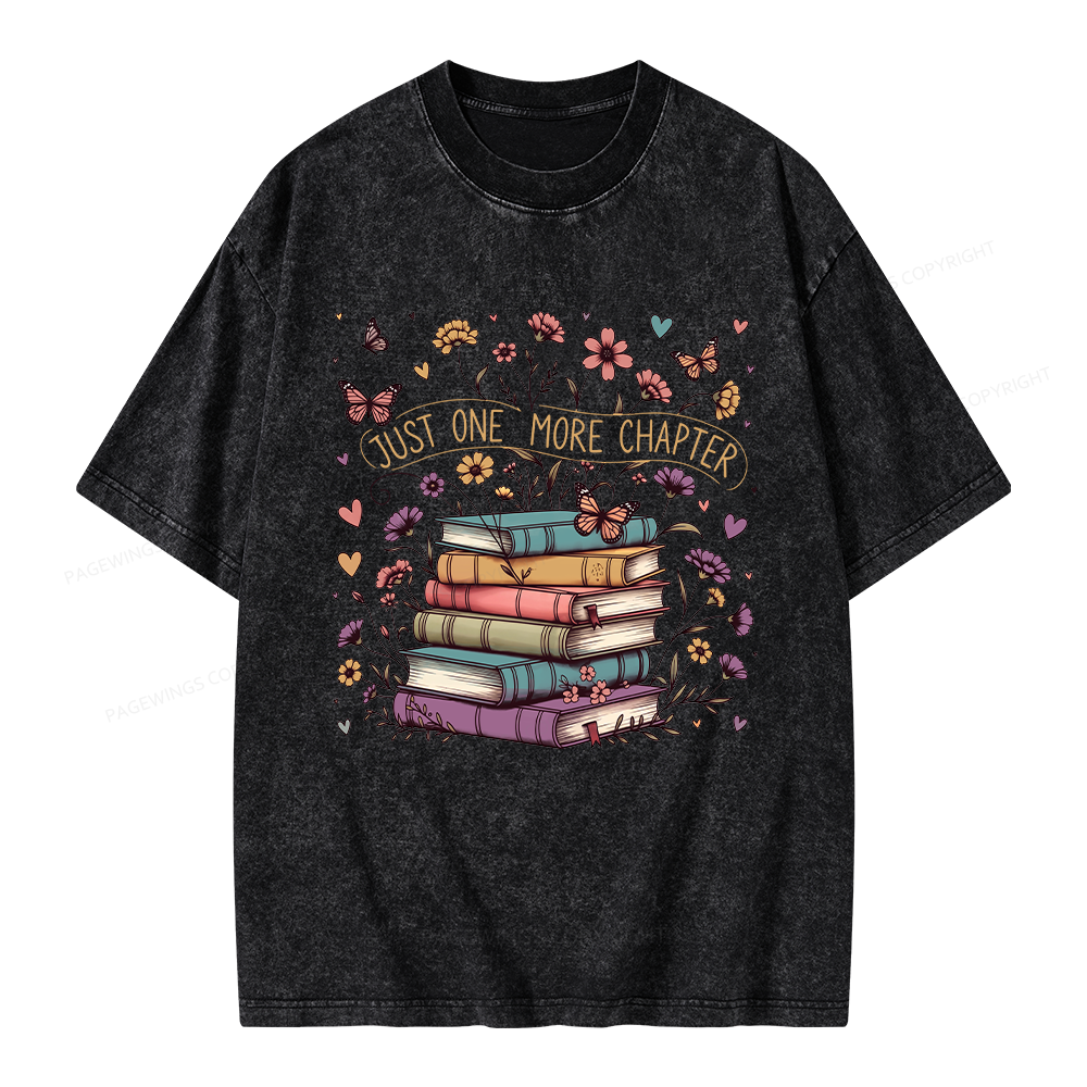 Pagewing Floral Books Unisex Washed T-shirt