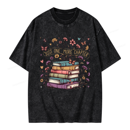 Pagewing Floral Books Unisex Washed T-shirt