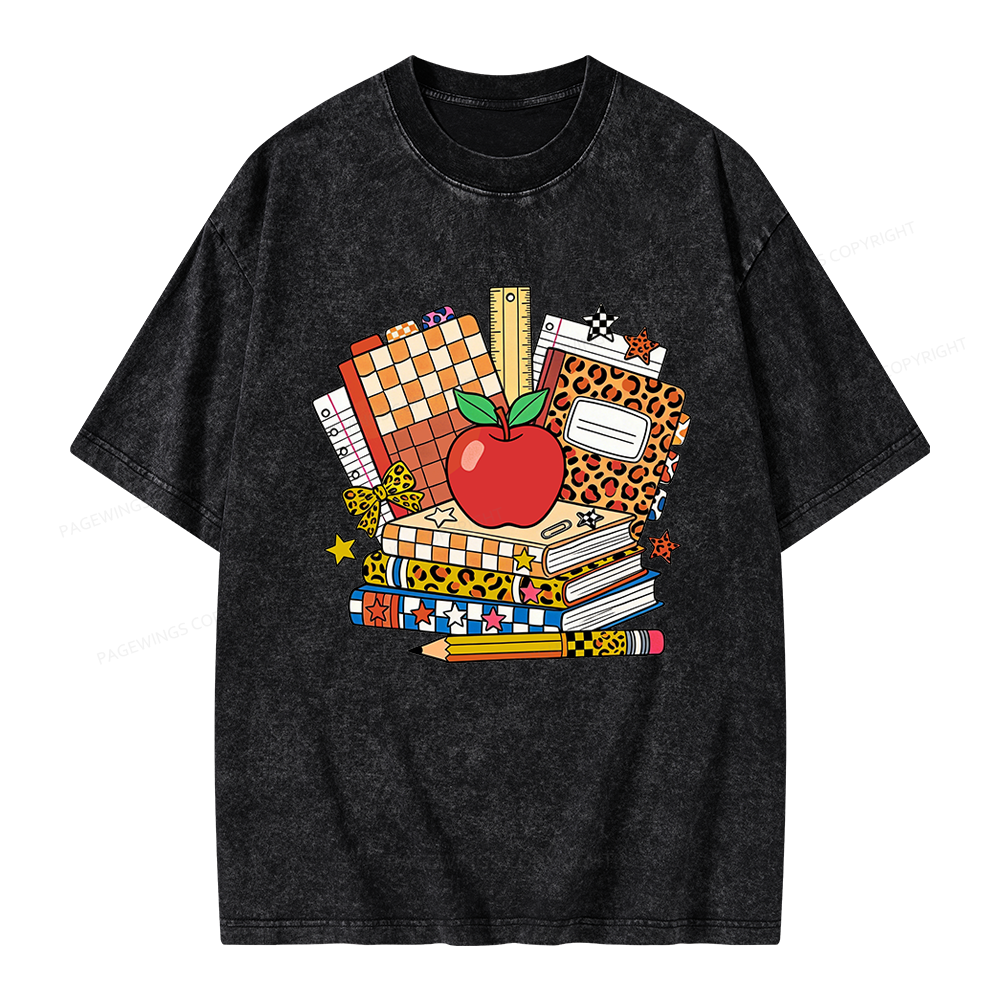 Pagewing Coquette Back To School Unisex Washed T-shirt