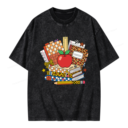 Pagewing Coquette Back To School Unisex Washed T-shirt
