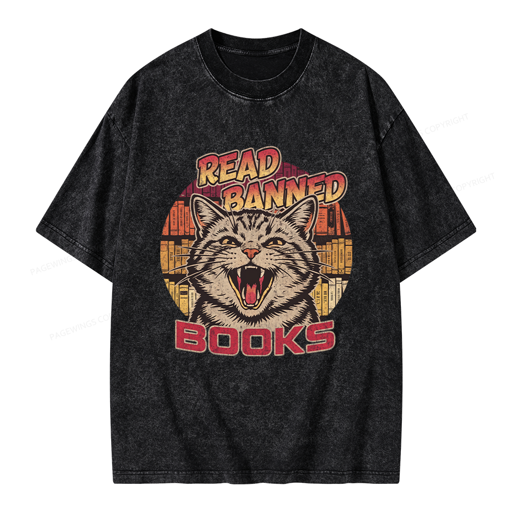 Pagewing Read Banned Books Unisex Washed T-shirt