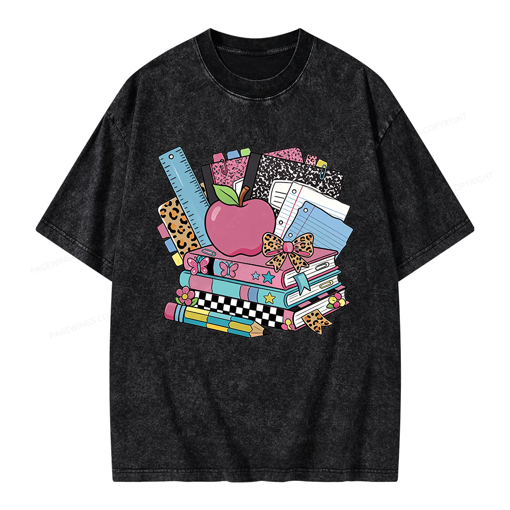 Pagewing Retro School Unisex Washed T-shirt