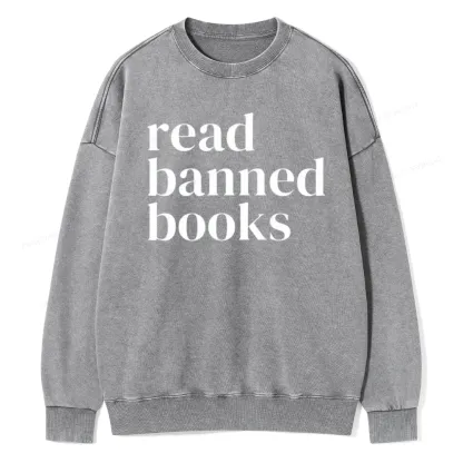 Pagewings Read Banned Books Unisex Washed Sweatshirt