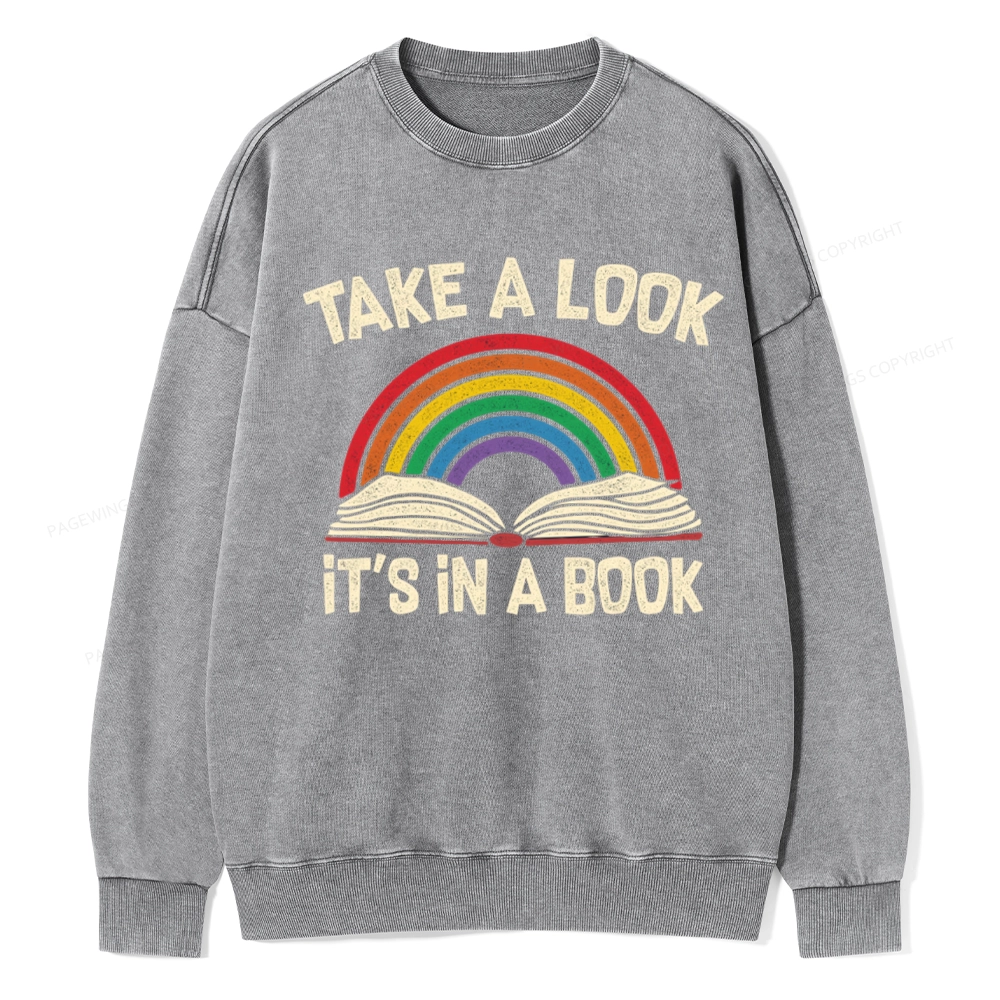 Pagewings Take A Look It's In A Book Unisex Washed Sweatshirt