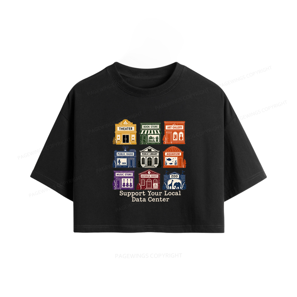 Pagewing Support Your Local Data Center16102 Book Women Crop Tops