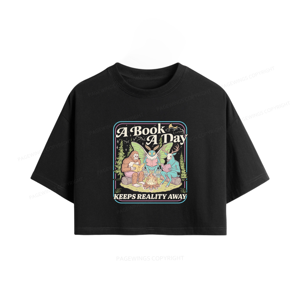 Pagewings A Book A Day Keeps Reality Away15910 Book Women Crop Tops